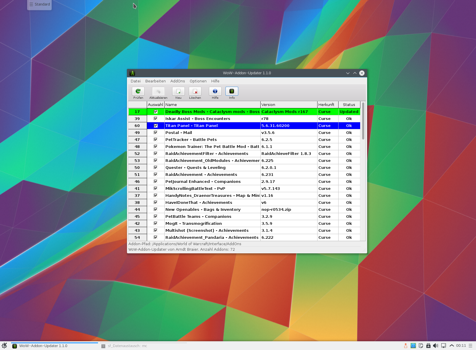 WoW-Addon-Updater - Kubuntu 02